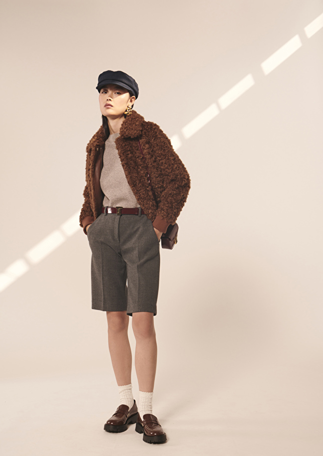 Short Safiagris en toile tailleur