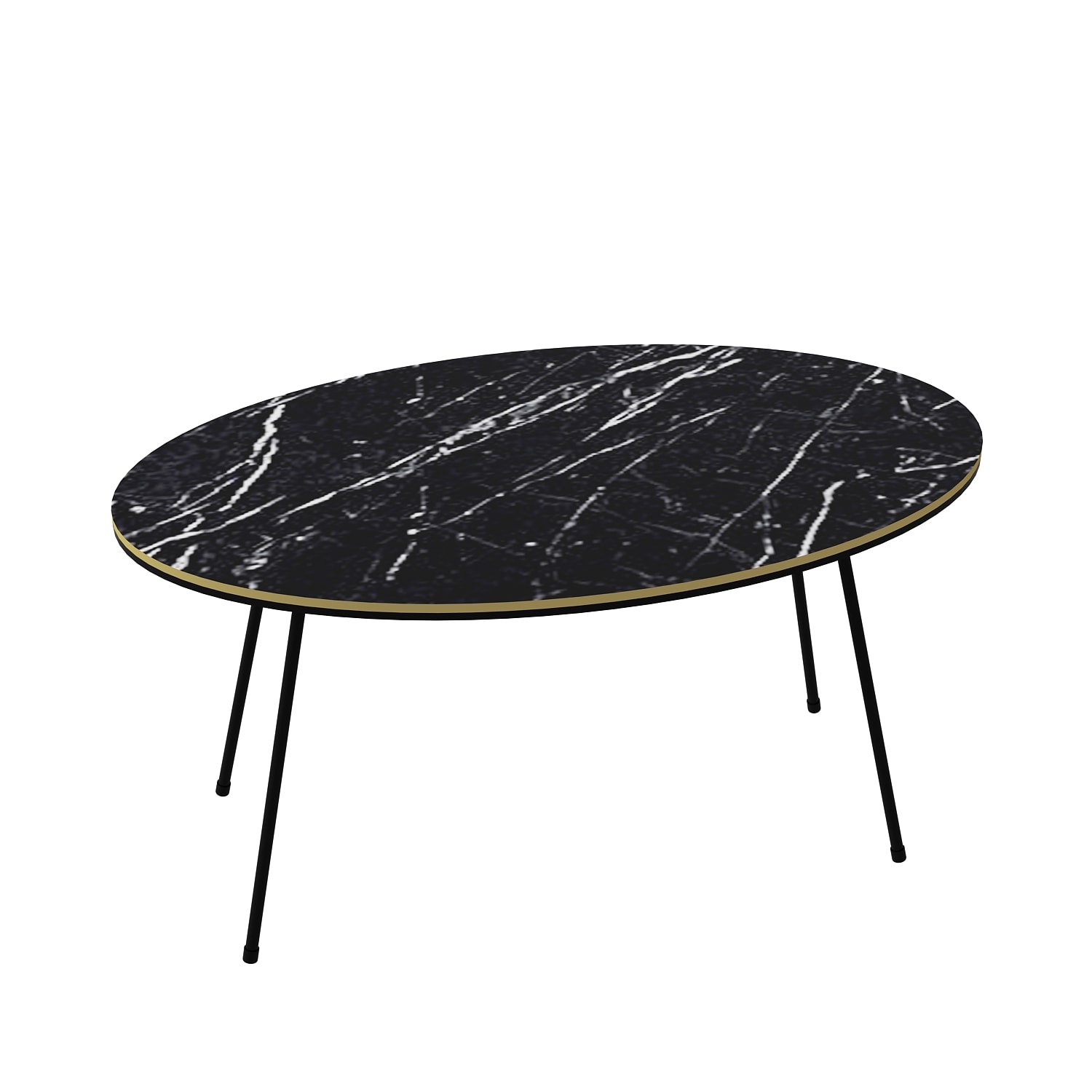 Couchtisch Marmor Optik Oval Schwarz 22126948