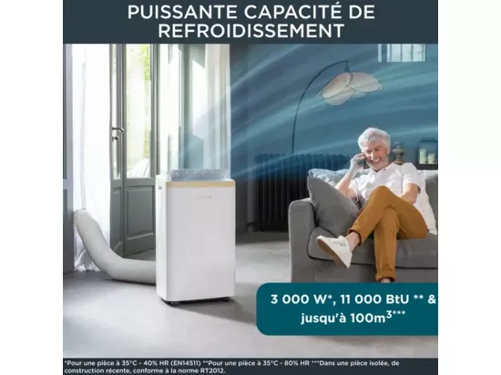 Rowenta Climatiseur mobile 3000w 40m2 avec kit fenêtre - au5610f0