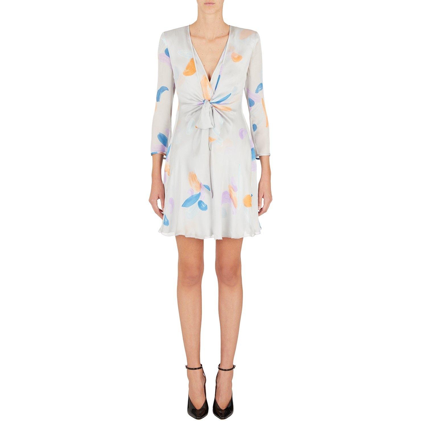 Emporio Armani Floral-Print Front-Knot Charmeuse Dress