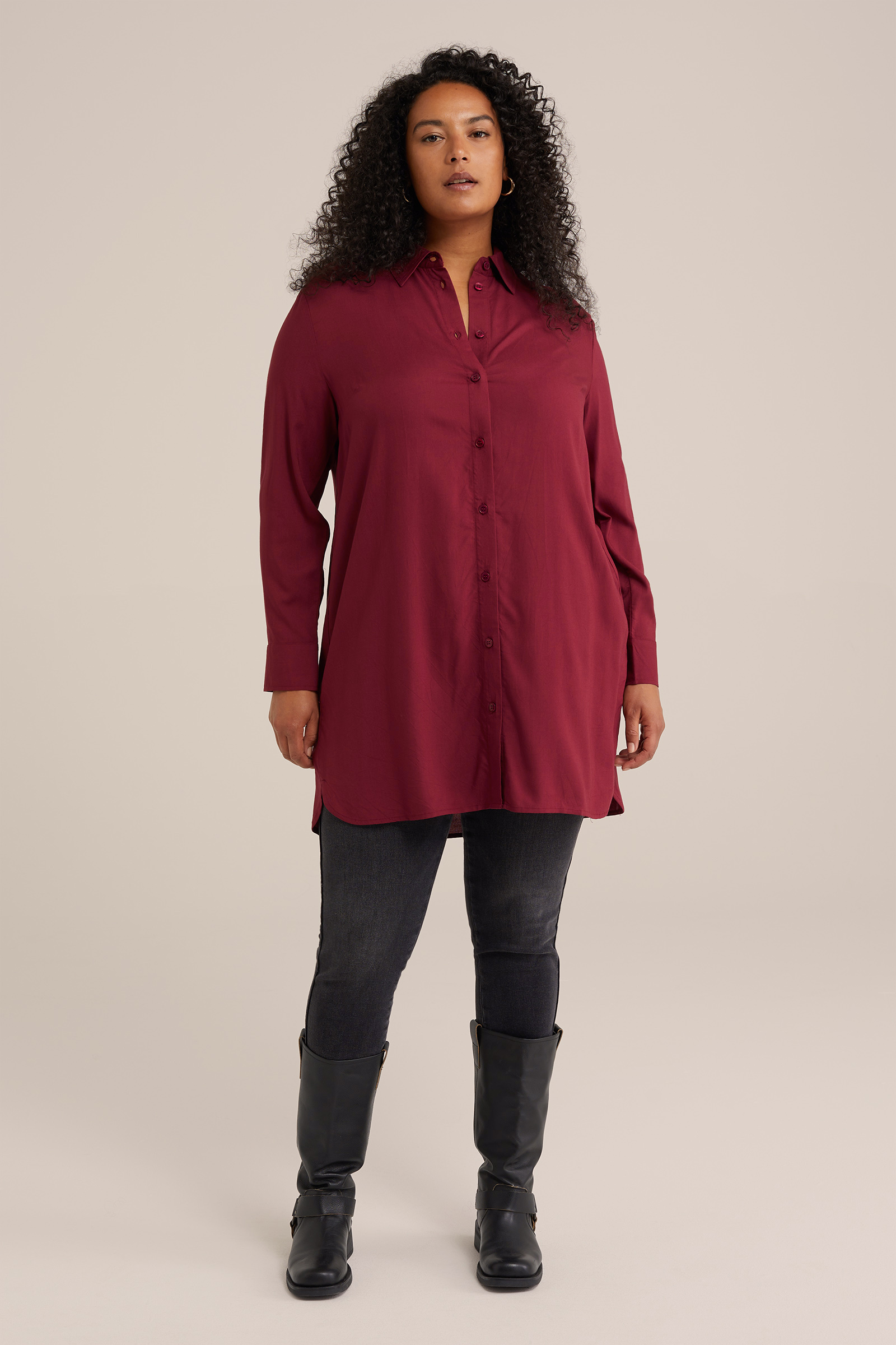 blouse - Curve WE Fashion Donkerrood