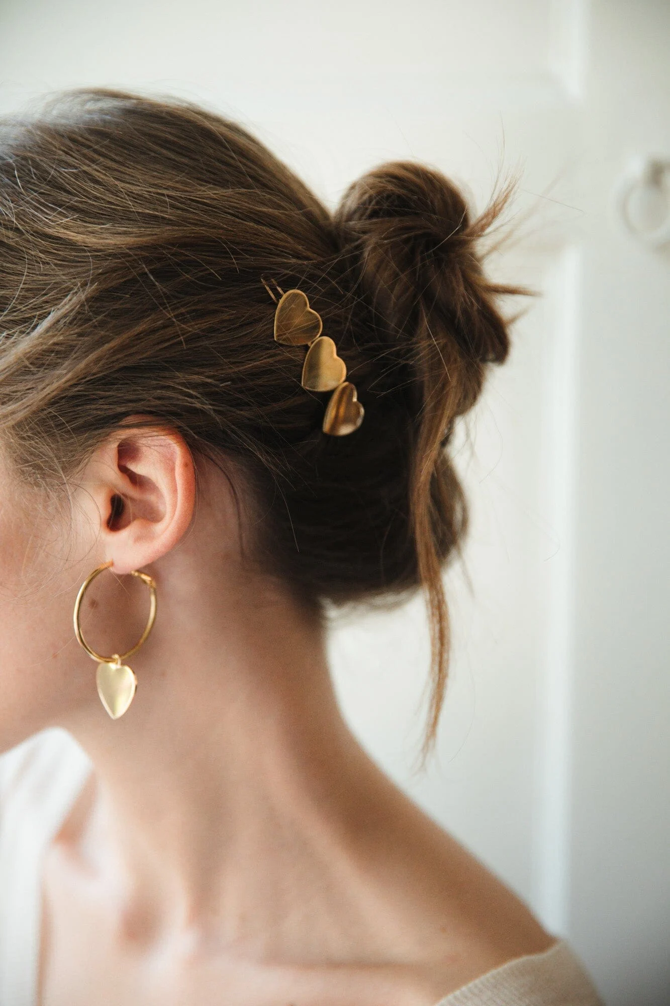 APHRODITE - Petites boucles d'oreilles créoles coeurs doré à l'or fin | Argent