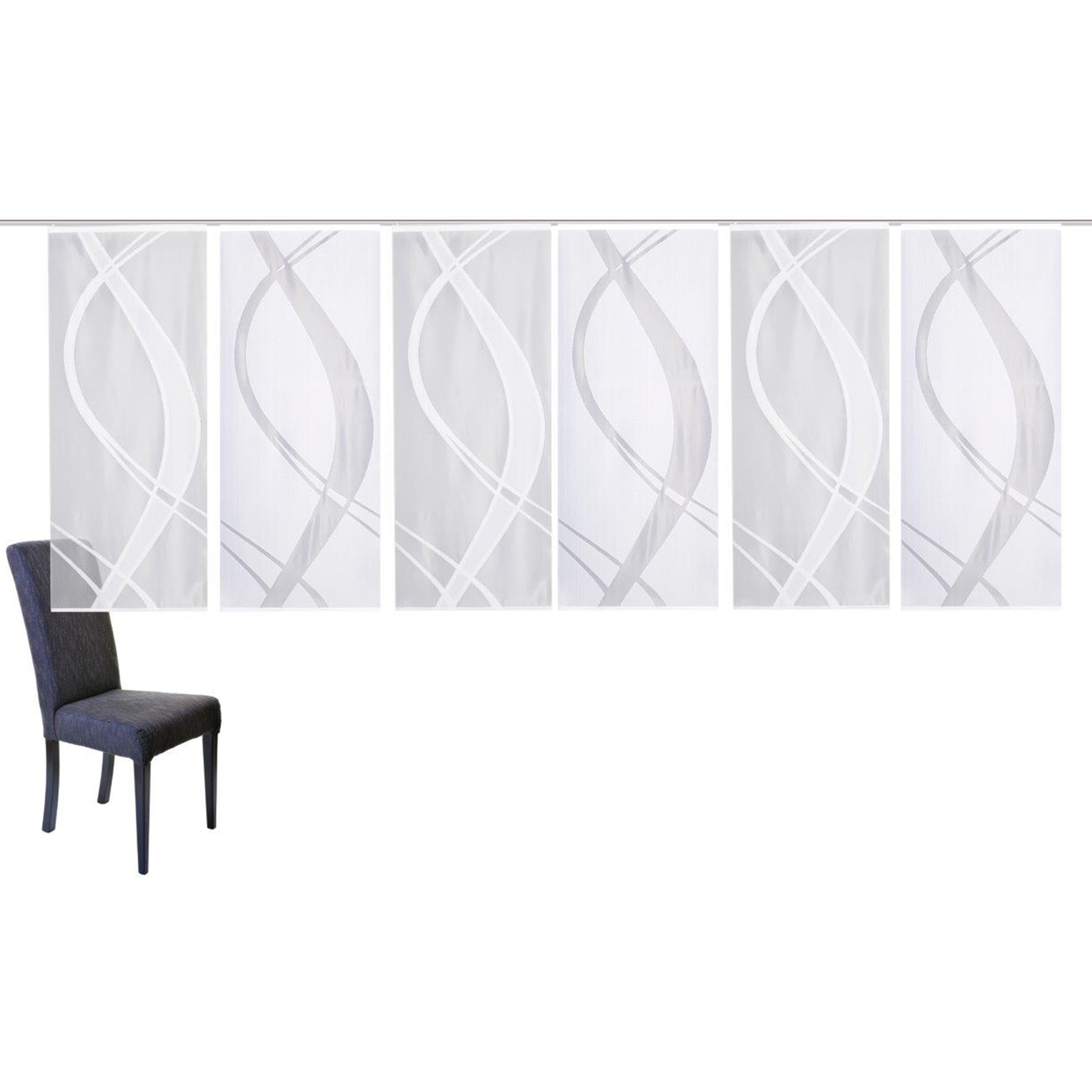 6-teiliges Schiebevorhang-Set TIBASO - transparent-weiß - je 57x145 cm