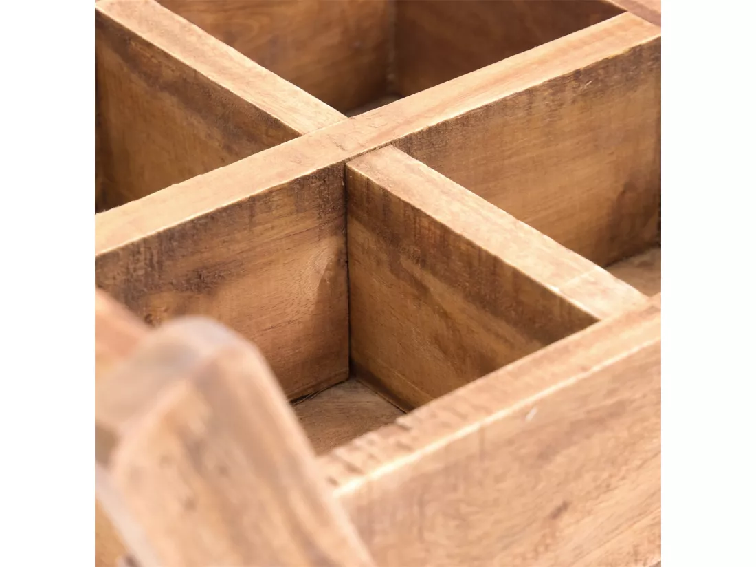CAISSE EN BOIS Brique II Bois de mahogany, 4 compartiments, avec poignées couleurs naturelles