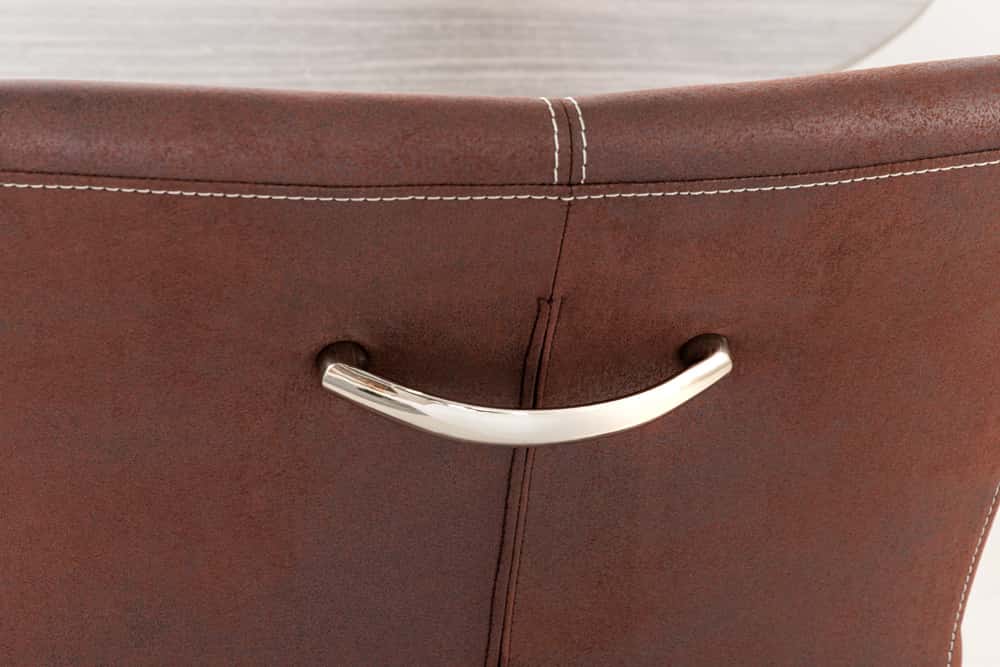 Freischwinger Stuhl SAMSON dark coffee mit Armlehne und Edelstahlrahmen