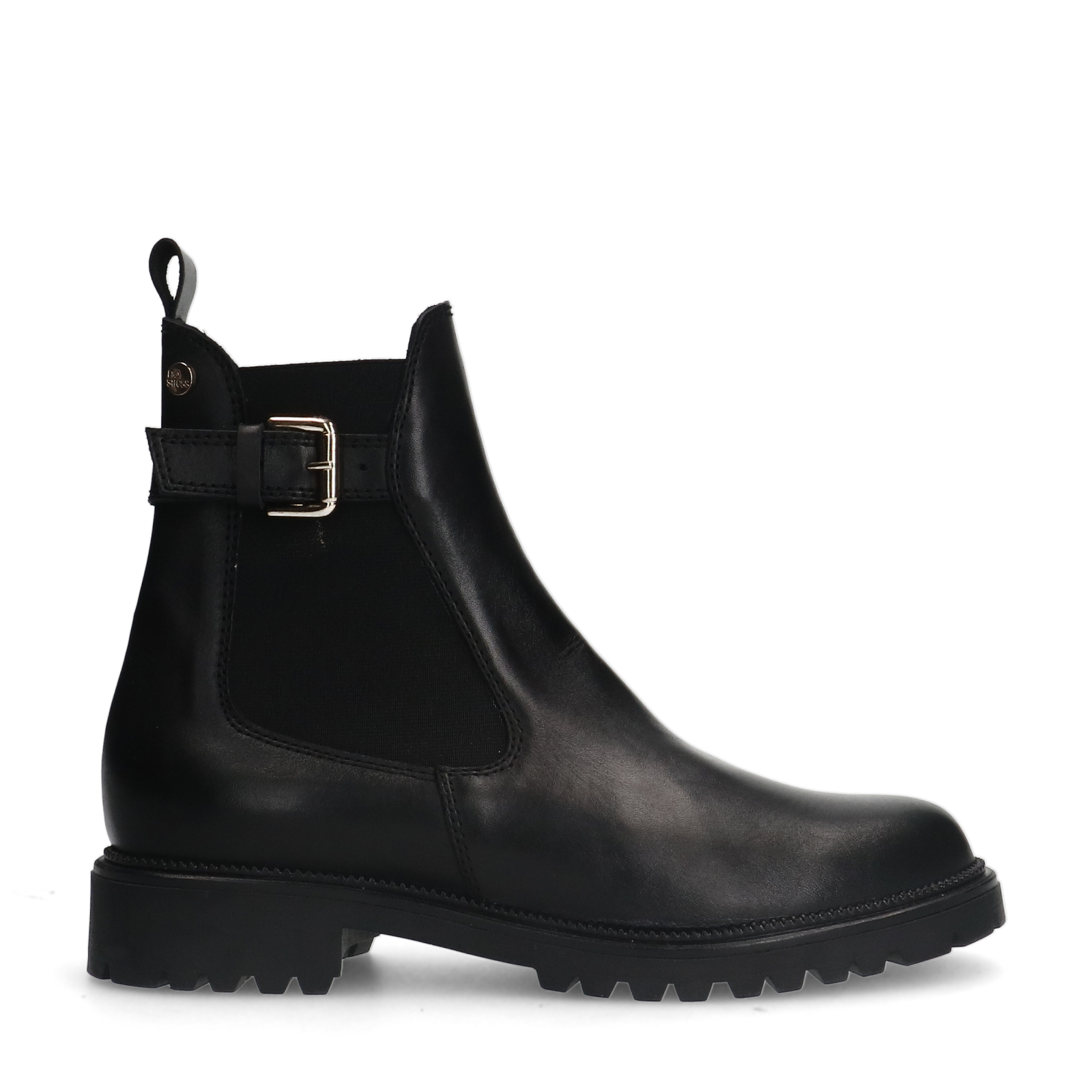 Zwarte leren chelsea boots met gesp