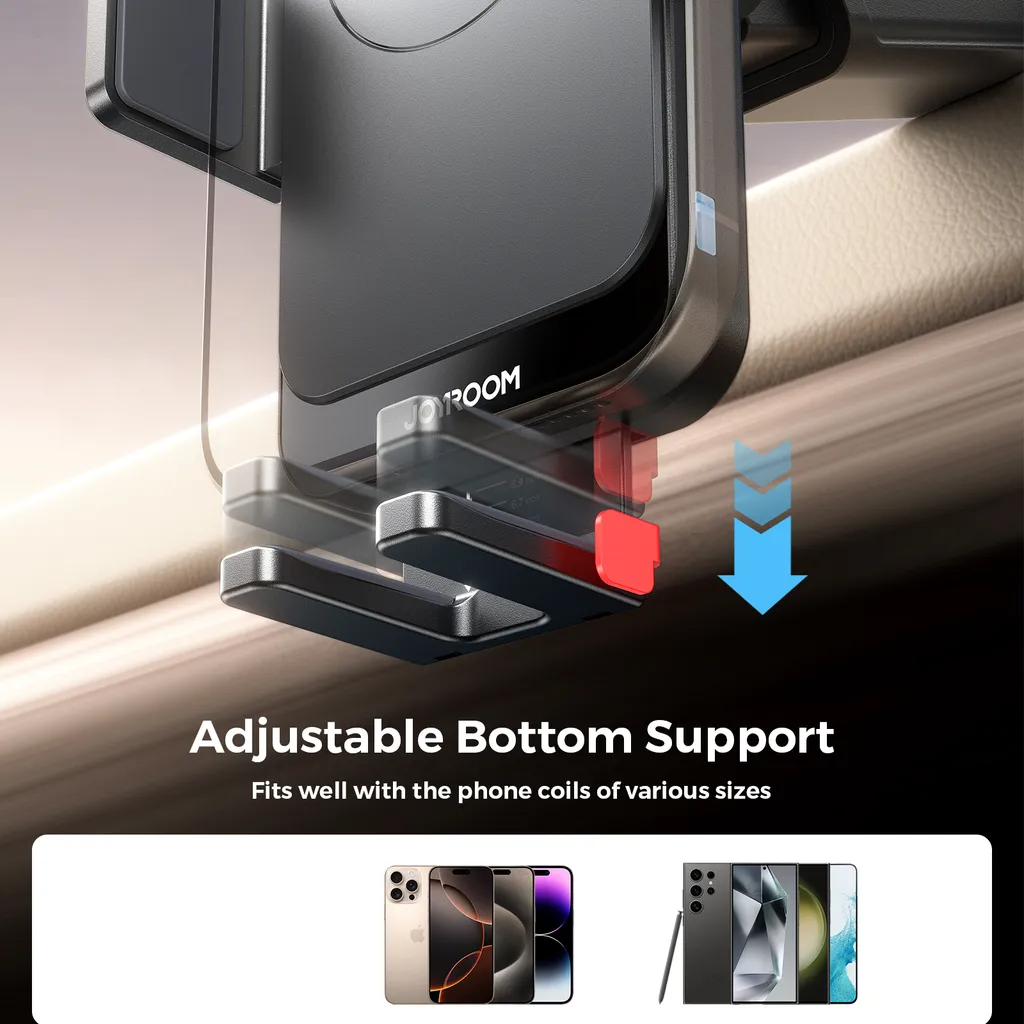 (15W) Qi Wireless Charger Auto KFZ Smartphone Teleskoparm Halterung Ladegerät mit Saugnapf (JR-ZS241S) - Schwarz