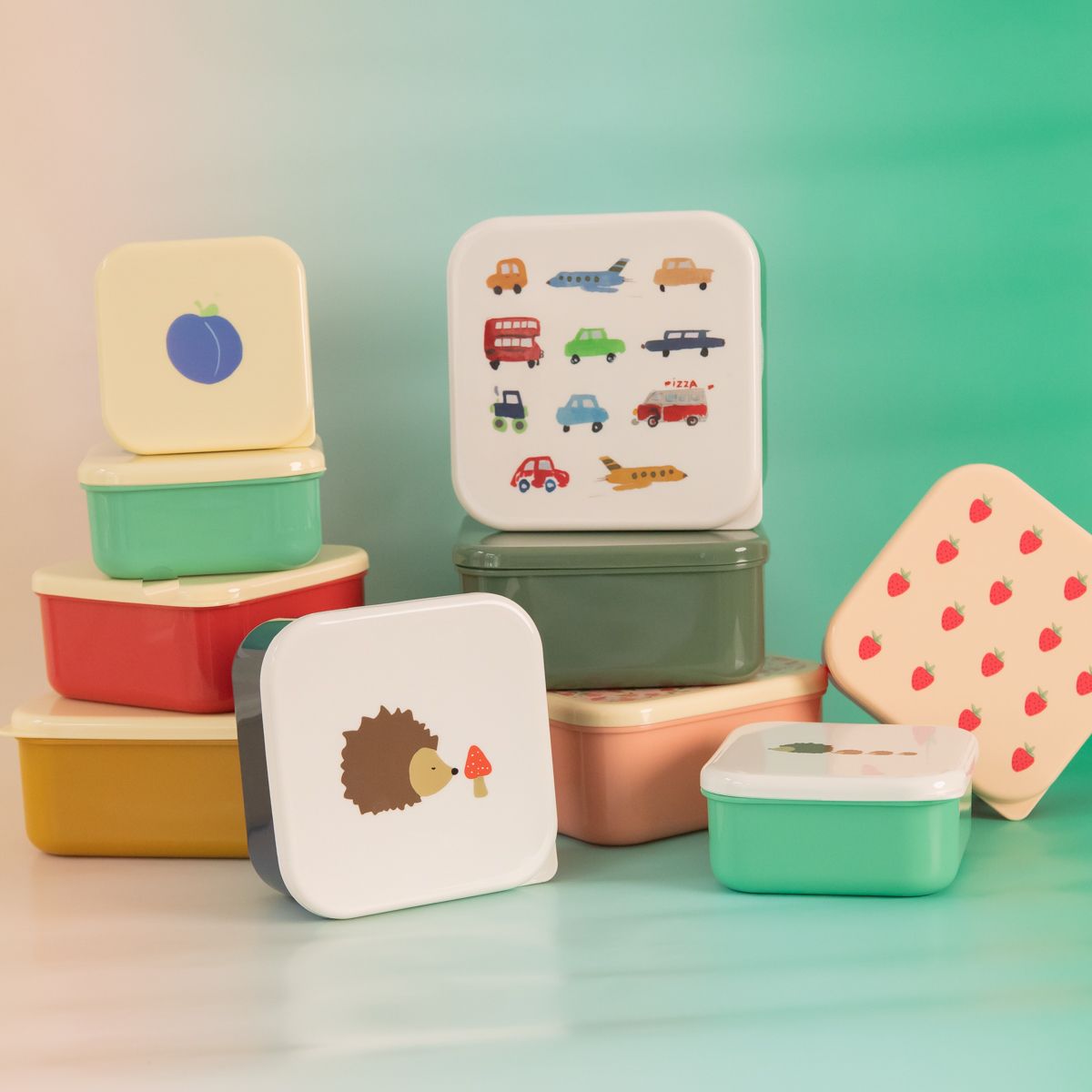 Lot de 2 boîtes à goûter Véhicules Pause goûter