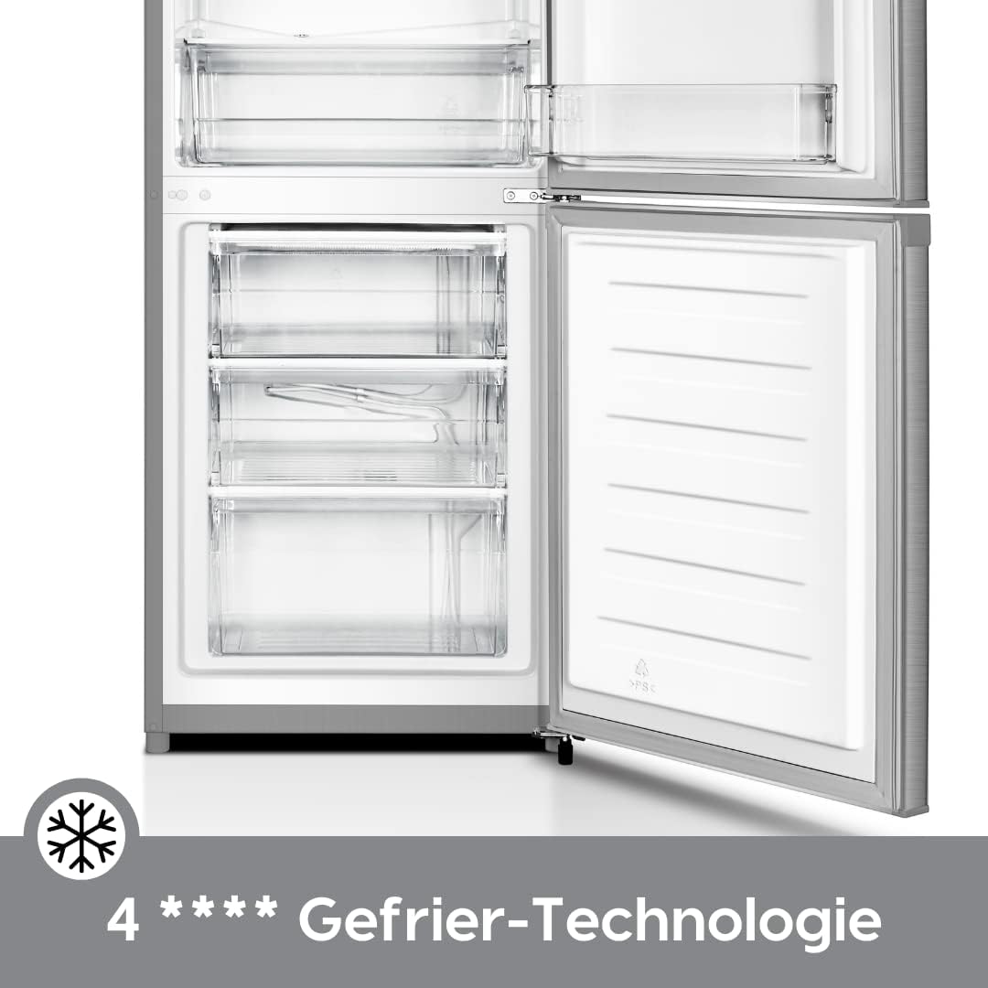 PKM KG225.4A+++ IX Kühl-Gefrierkombination | Inox Design | 162x56cm | 159 Liter Kühlen | 71 Liter Gefrieren | 39 dB | LED-Beleuchtung | 168kWh