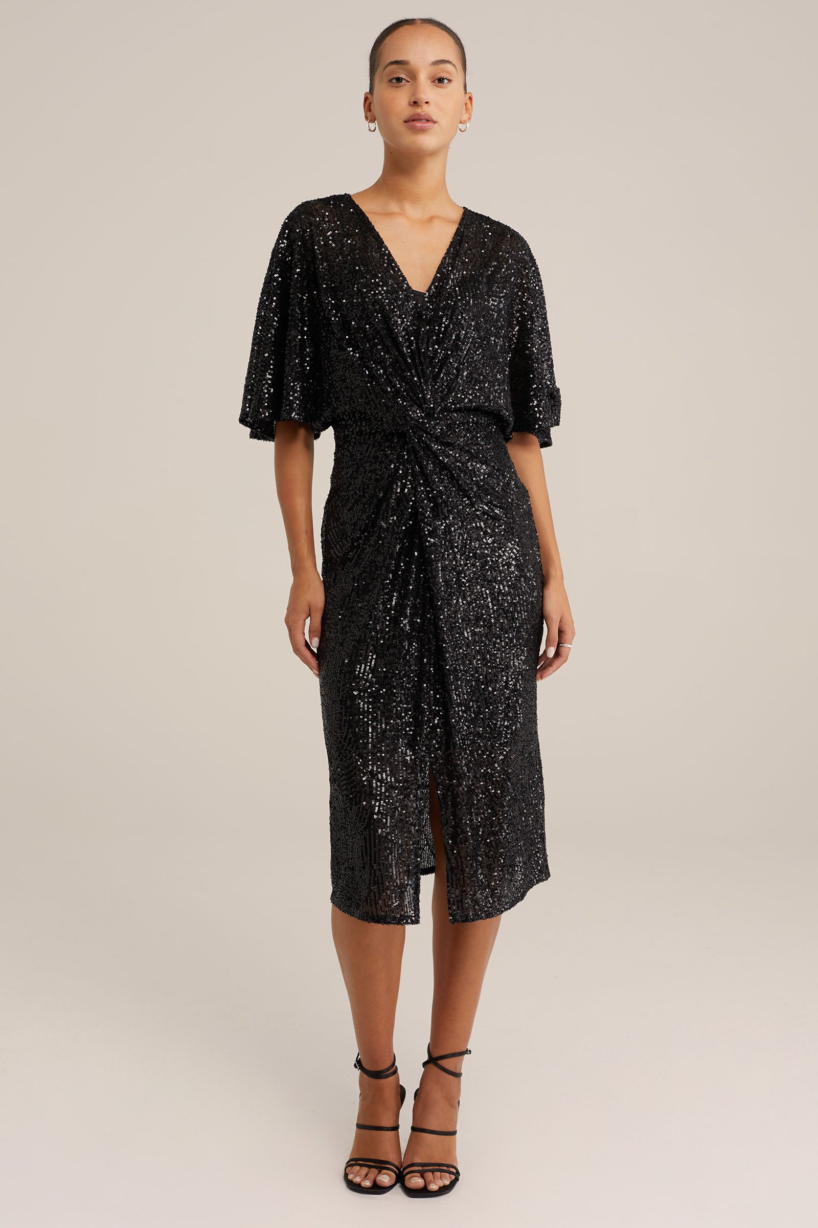 jurk met pailletten WE Fashion Zwart