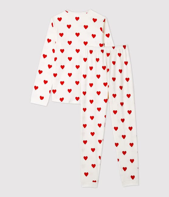 Pyjama fille imprimé cœurs en côte