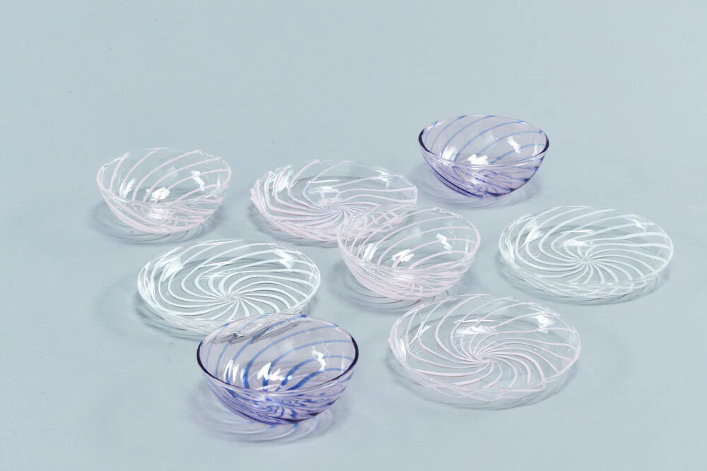 HAY  Spin Saucer, sæt af 2  - Clear with pink stripe