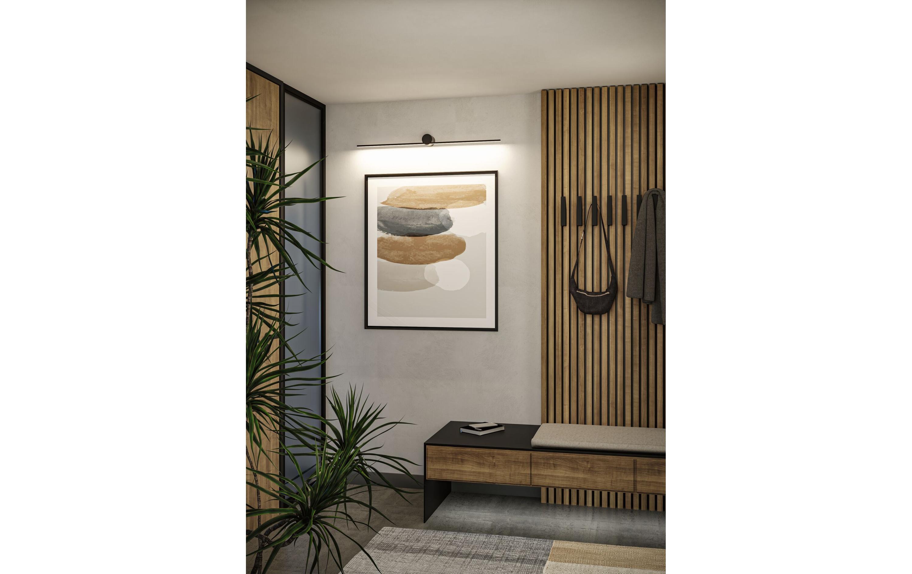 Spiegelleuchte LED Sava 7.5W SchwarzSpiegelrohrleuchte mit Schutzart IP44
