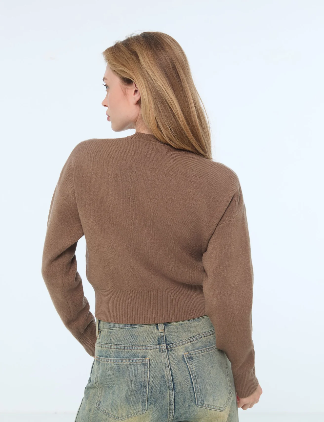 Pull oversize court marron clair