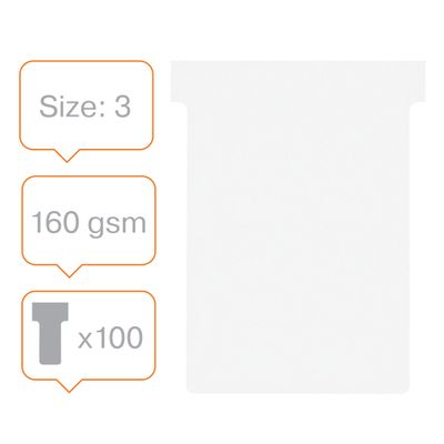 Nobo - 100 Fiches en T - Taille 3 - blanc