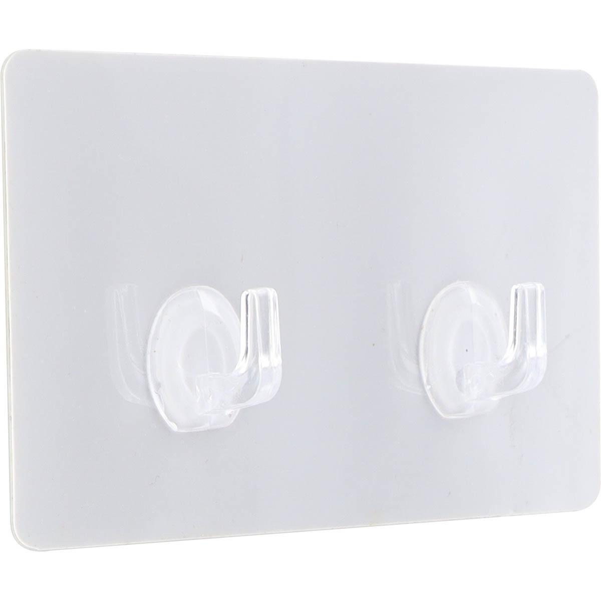 CROCHET ADHESIF DOUBLE RECTANGULAIRE BLANC