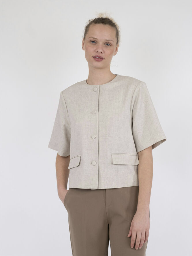 Neo Noir Rory Blazer Top Sand melange