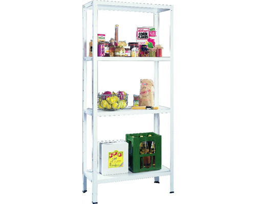 Schulte stellingkast, wit, 180x100x40 cm, 4 legplanken, hoekprofielen, draagvermogen 260 kg