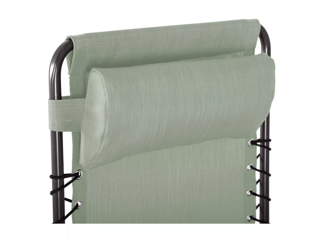 Chaise Longue Gravité Zéro Rebecca Mobili Jais 113x66x104 Polyester Acier Vert Gris Foncé
