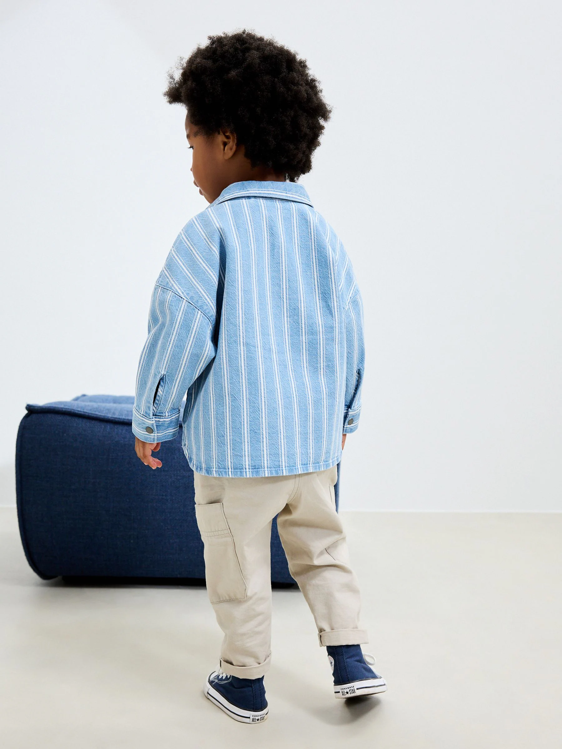 Blauw gestreept - Denim overhemd met lange mouwen (3 mnd - 7 jr)