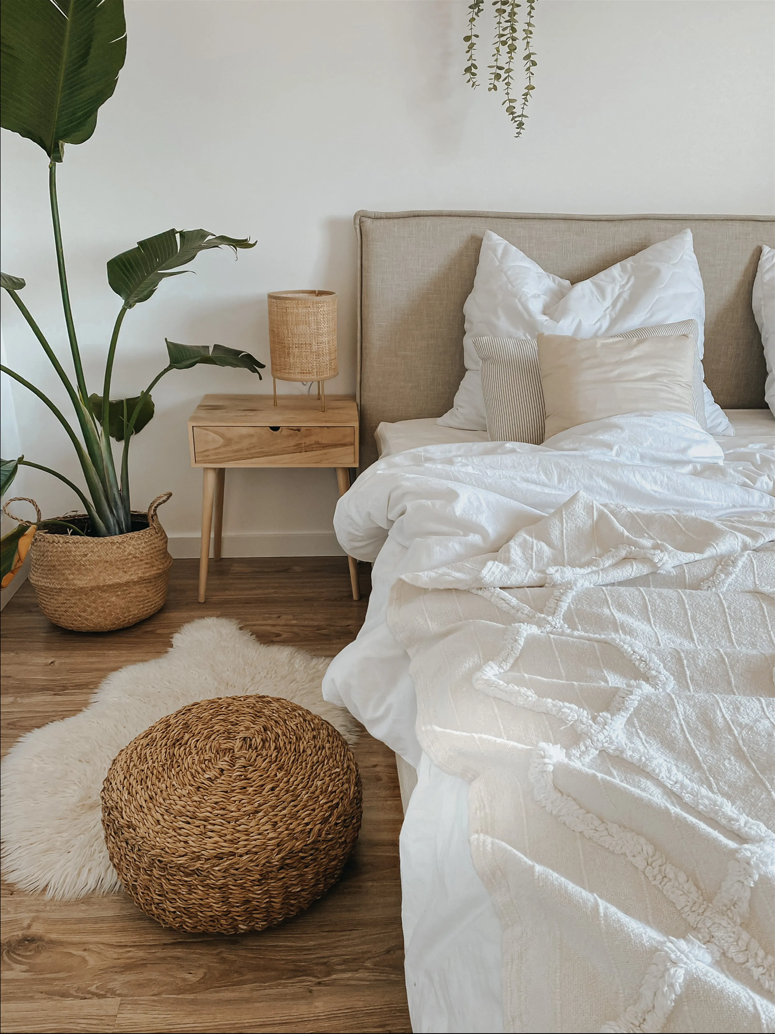 Bed Stof SENNEZ 180 x 200 cm Beige