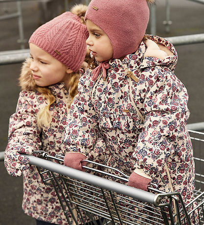 Minymo Winterjacke - Rauchgrau m. Blumen