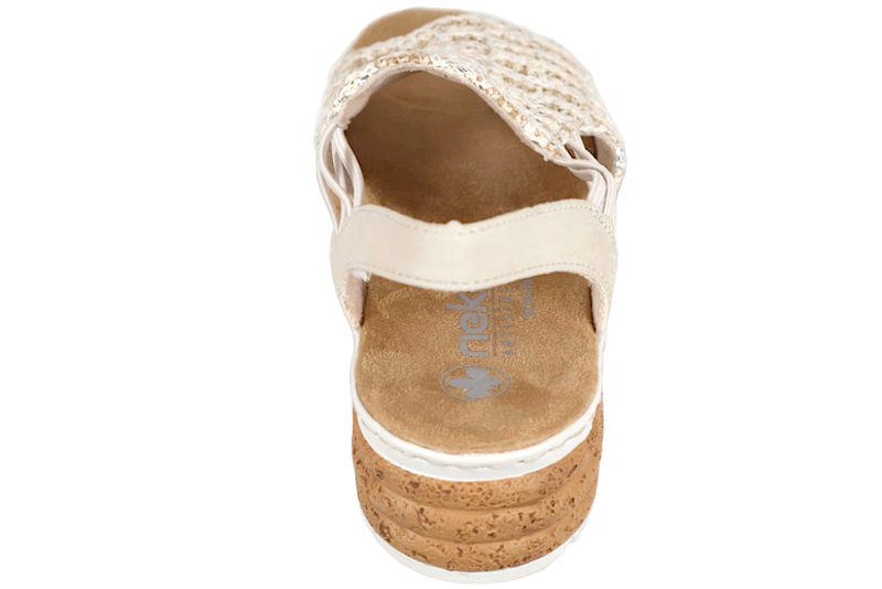 RIEKER SANDAL I BEIGE PU PÅ KILEHÆL