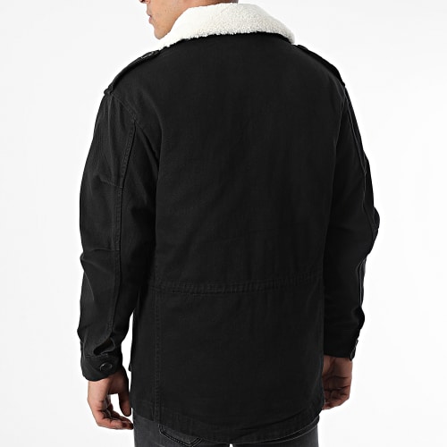 Veste Jean Camouflage Col Mouton Noir