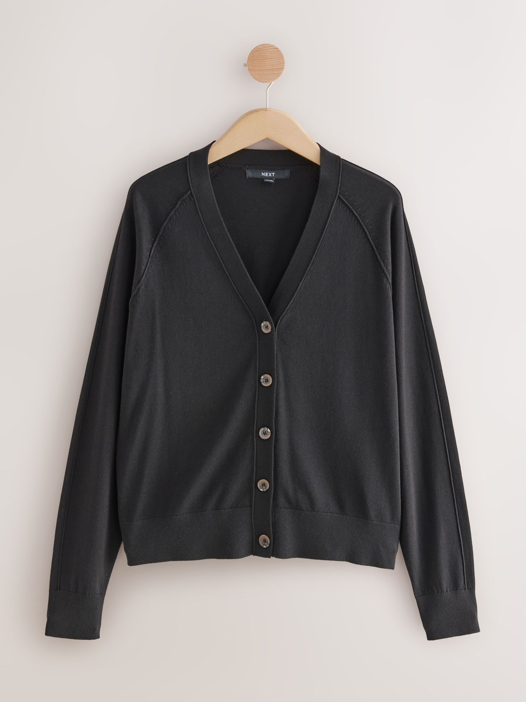 Zwart - Soft Touch V-hals Katoenrijk Vest met Knopen
