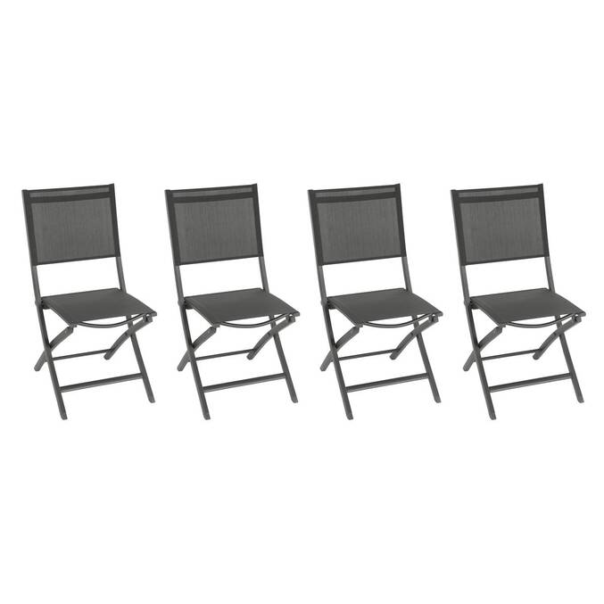 Lot de 4 chaises de jardin pliantes ESSENTIA Anthracite & Graphite