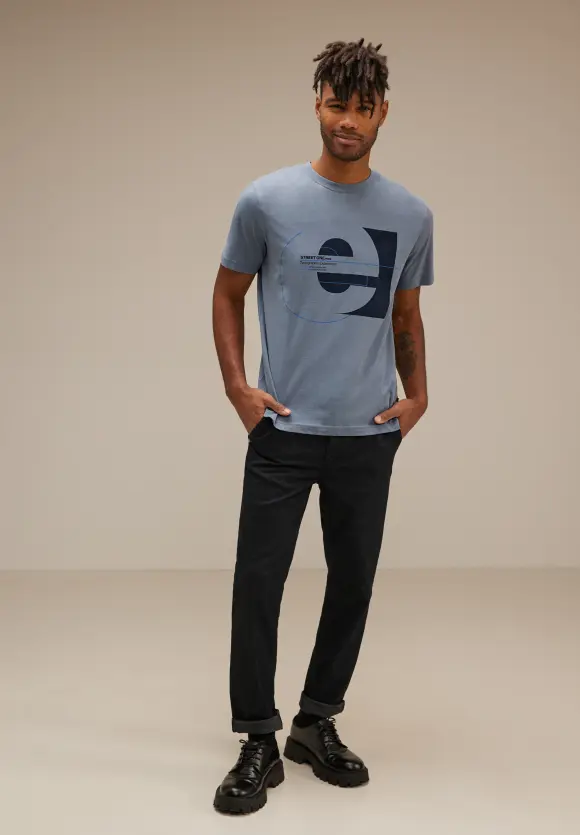 T-Shirt mit Letterprint - dust blue