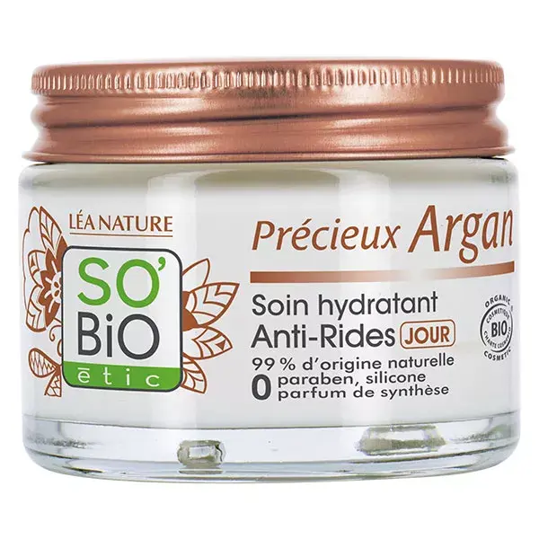 Creme de dia hidratante antirrugas orgânico So'Bio Étic Precious Argan 50ml