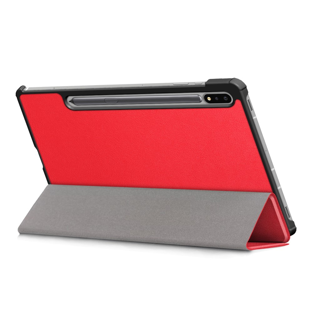 Samsung Galaxy Tab S8  Plus / Tab S7  Plus / Tab S7 FE 5G Leder Tasche Smart Case Hülle   S-Pen Halterung - Rot / Schwarz