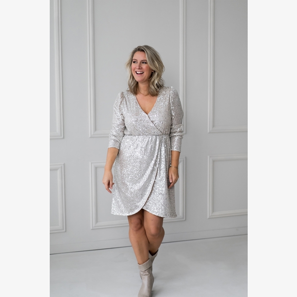 TwoDay dames jurk met pailletten beige