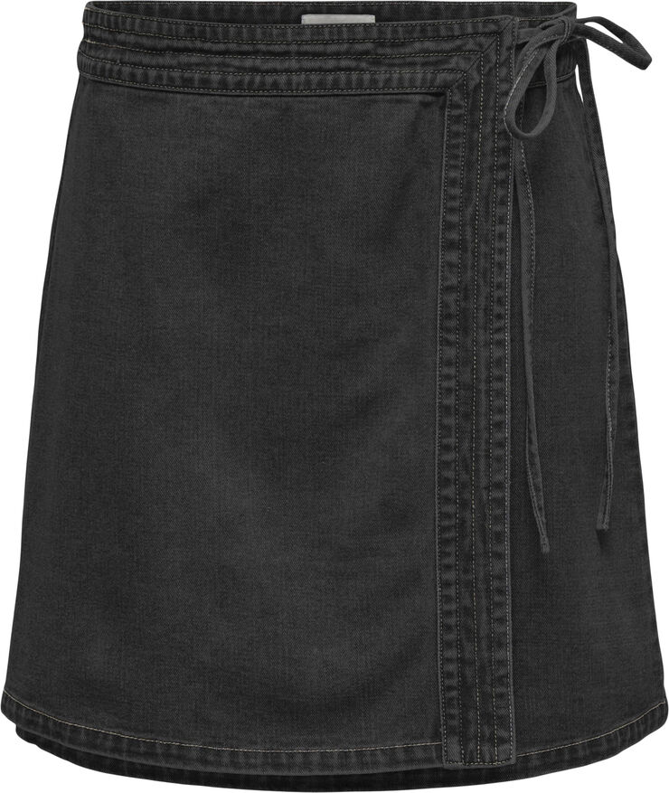 ONLY ONLVILLA WRAP TIE SKIRT DNM GUA Washed black