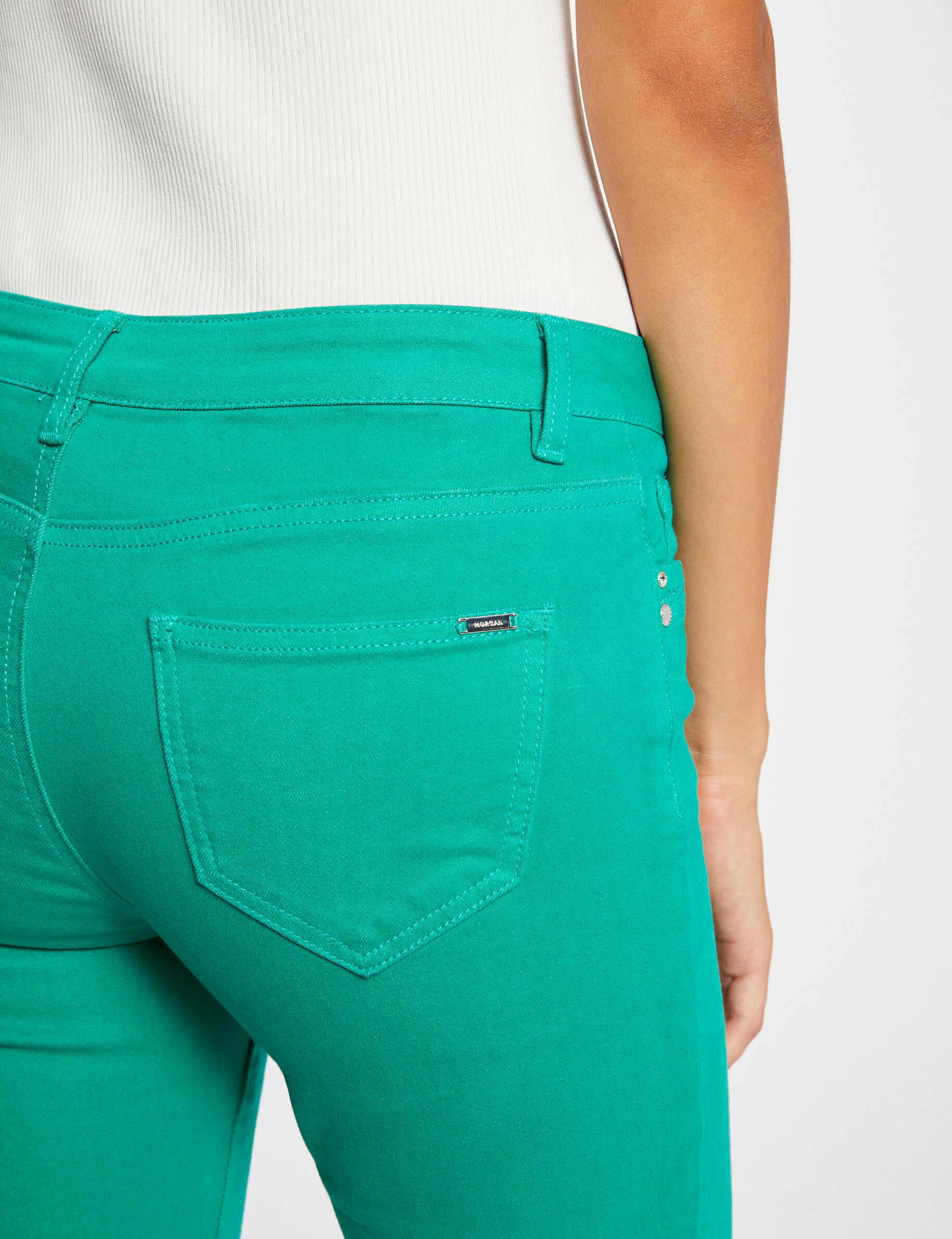 Jeans skinny taille basse vert moyen femme - vert_moyen