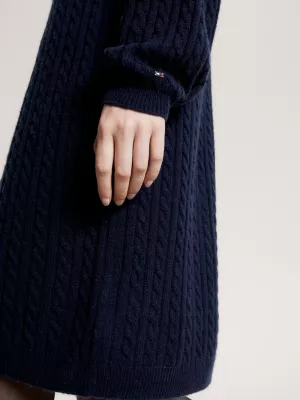 Vestido de malha de lã com tranças, estilo folgado