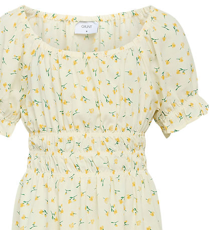 Grønt Kjole - Alis - Polyester/Viskose - Soft Yellow