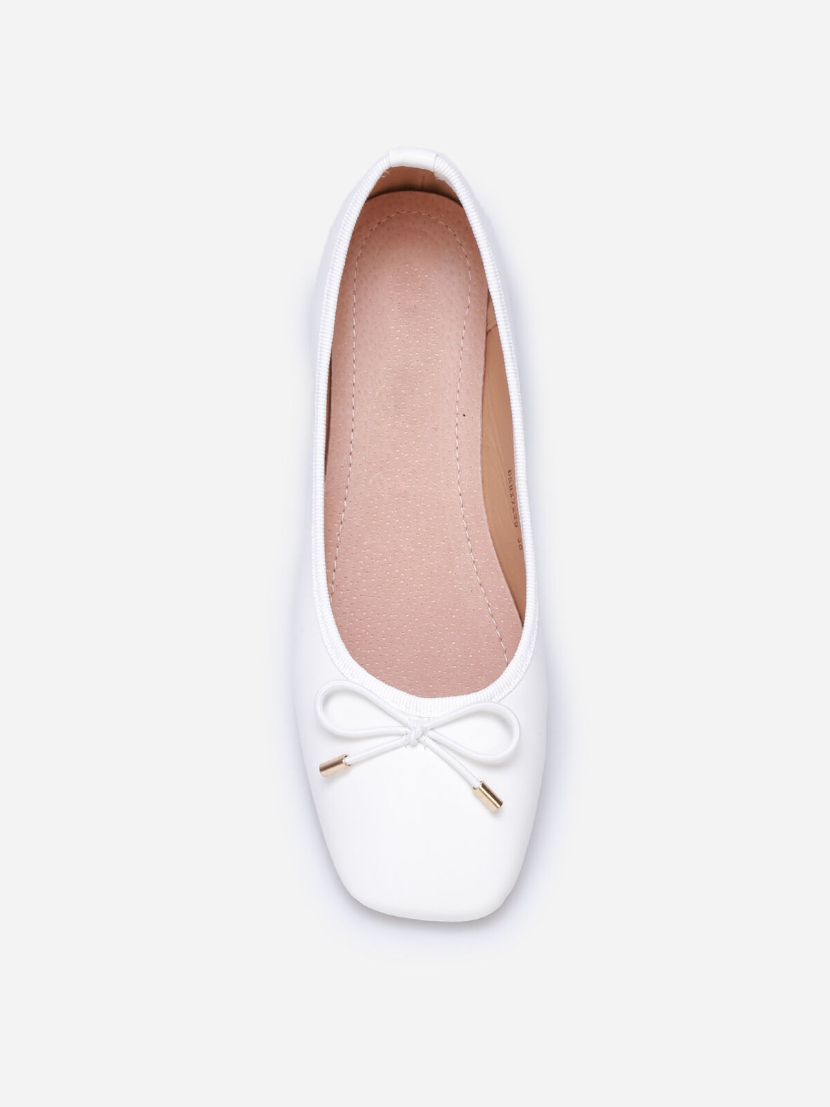 Ballerines à bout carré et nœud- Blanc