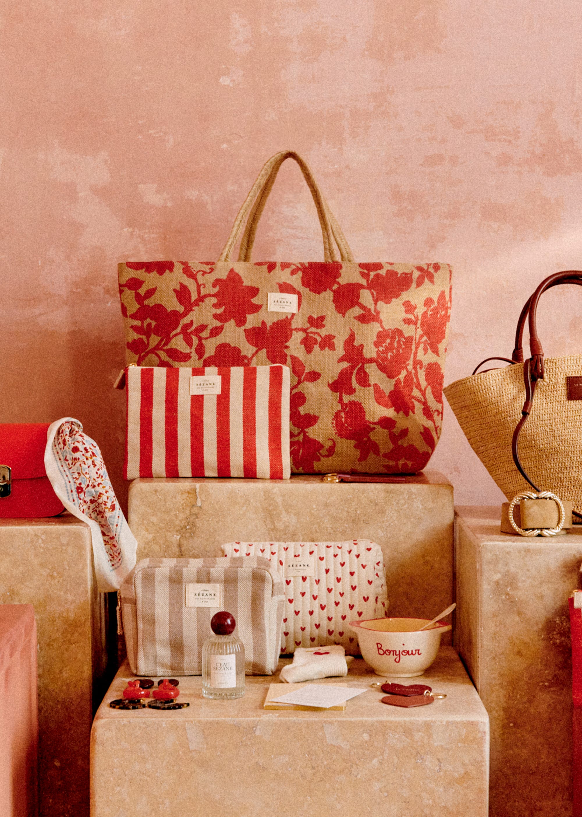 Grand Cabas Jute - Fleurs des jardins rouge - SACS/NEW SACS Nos Paniers 5906384