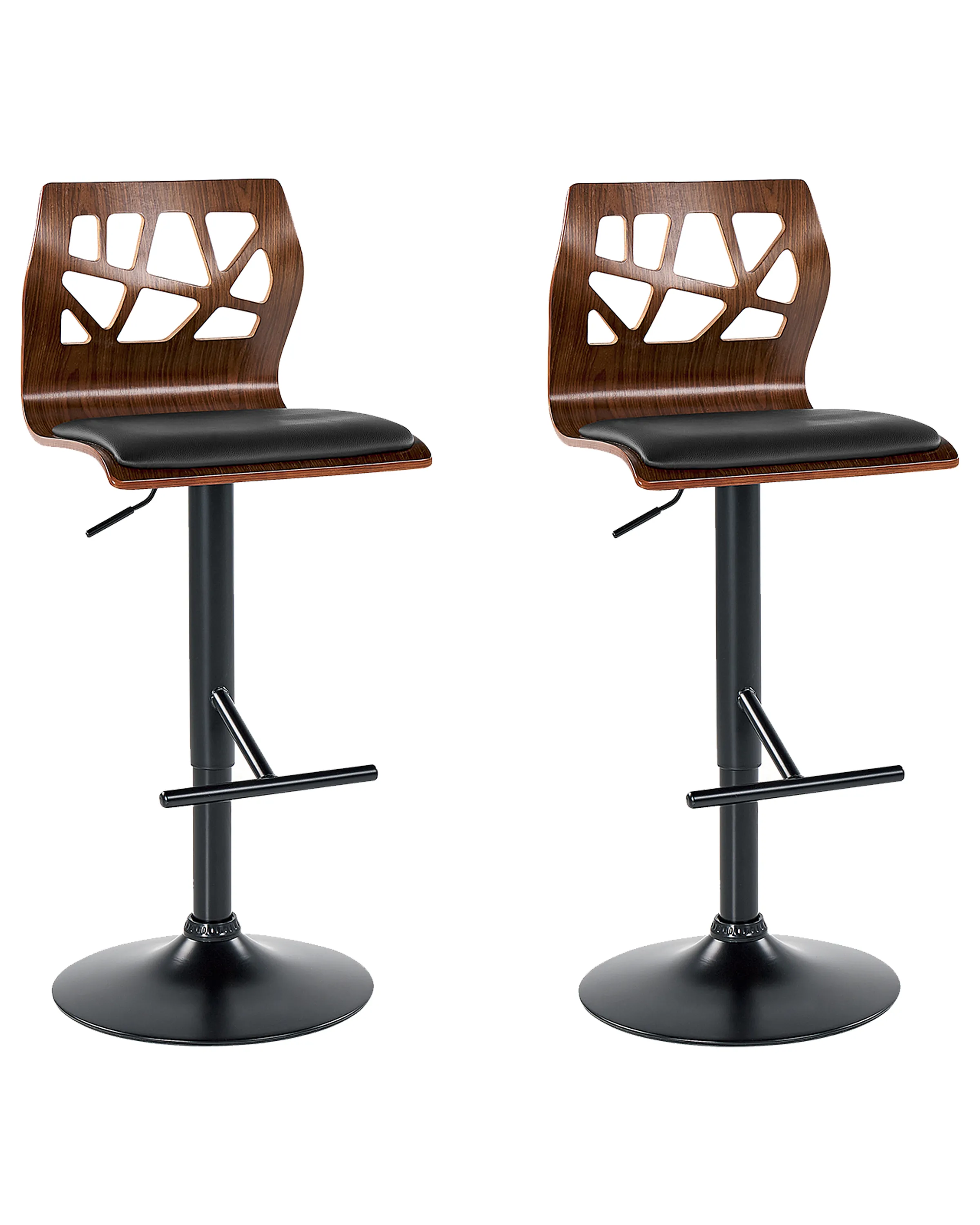Set van 2 barstoelen PETERSBURG Kunstleer draaibaar Zwart