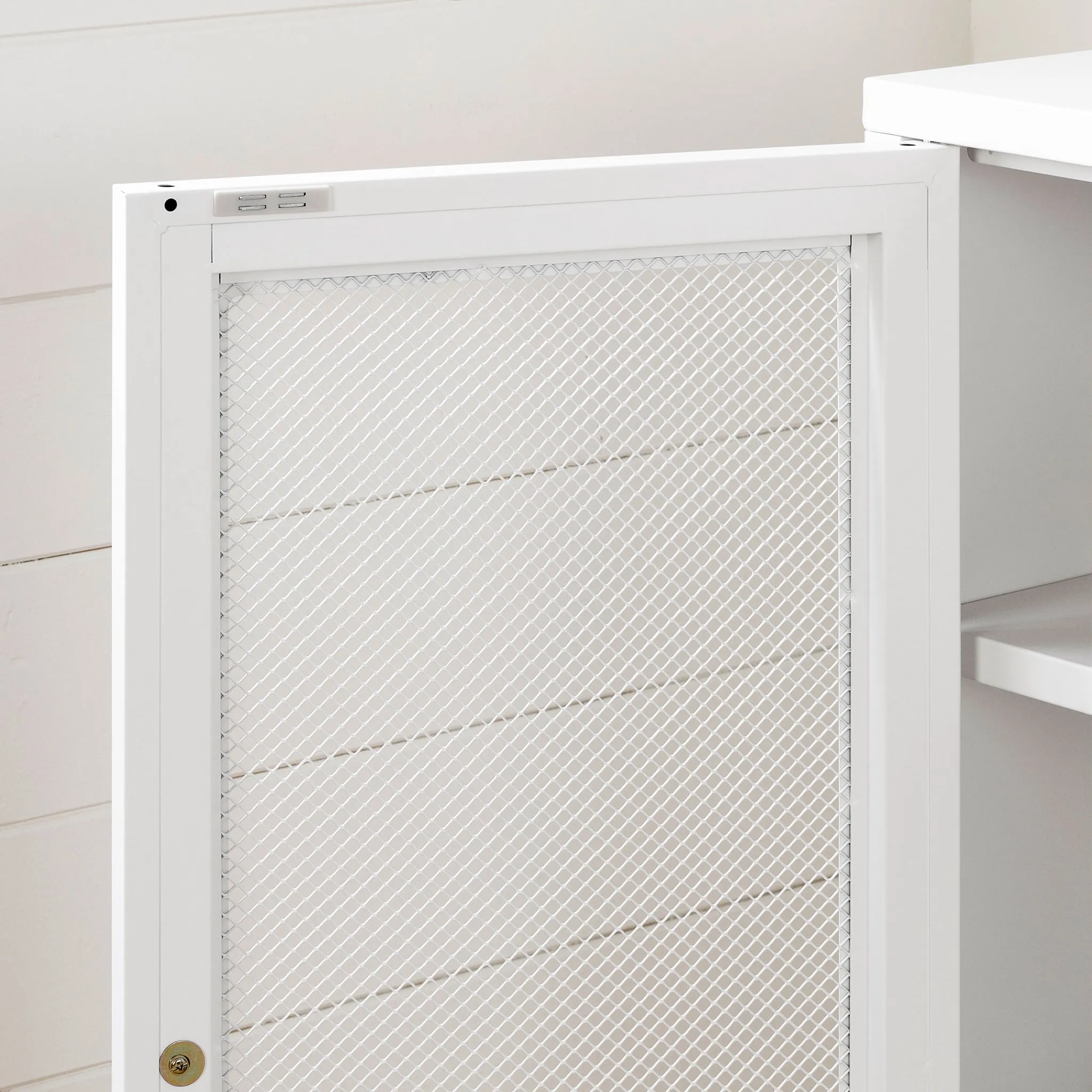 South Shore Meuble de Rangement avec Portes Grillagées en Métal Crea - Blanc