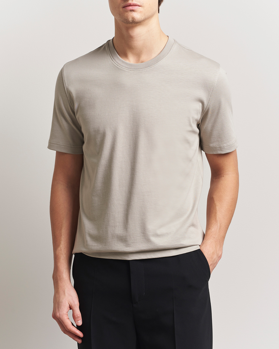 Eton Mercerized Jersey Crew Neck T-Shirt Beige
