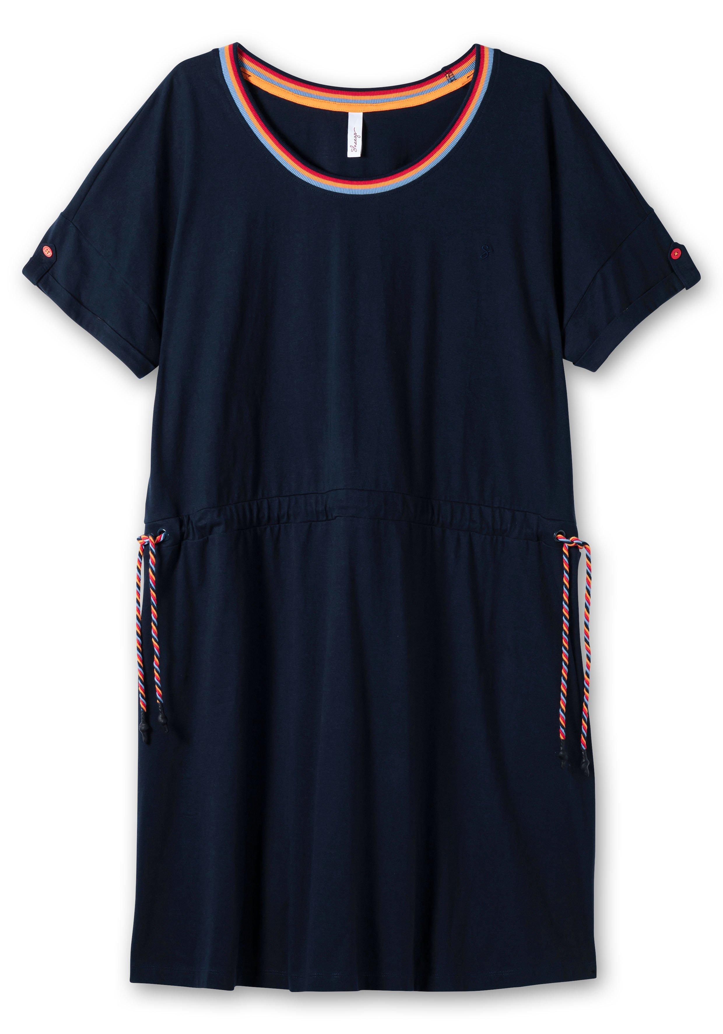 Jerseykleid mit Ringelbündchen und Tunnelzug