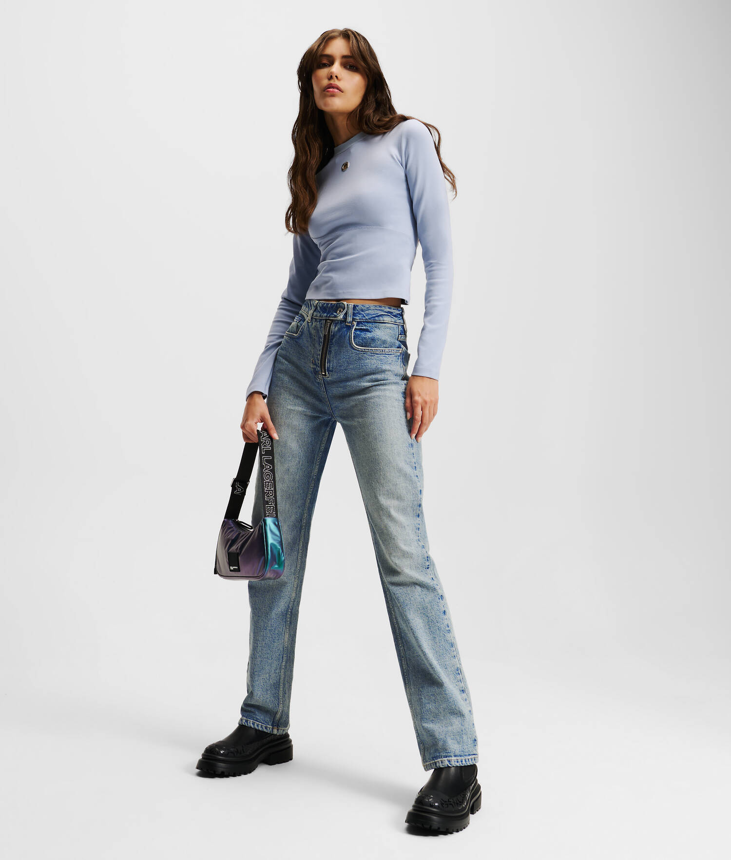 JEAN DROIT TAILLE HAUTE À BRAGUETTE ZIPPÉE KLJ