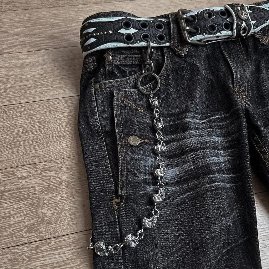 Jerolenea - Lage taille geborduurde gescheurde gewassen flared jeans