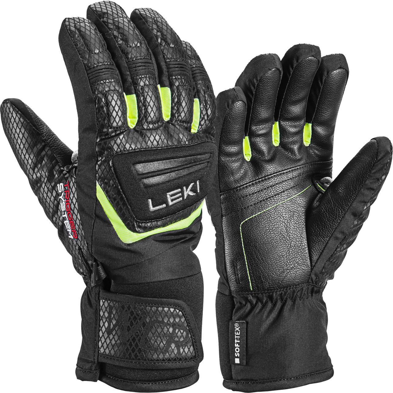 Leki Junior Handschuh WCR TEAM 3D black/ice lemon | Leki | L | Brands | XSPO-Fashion