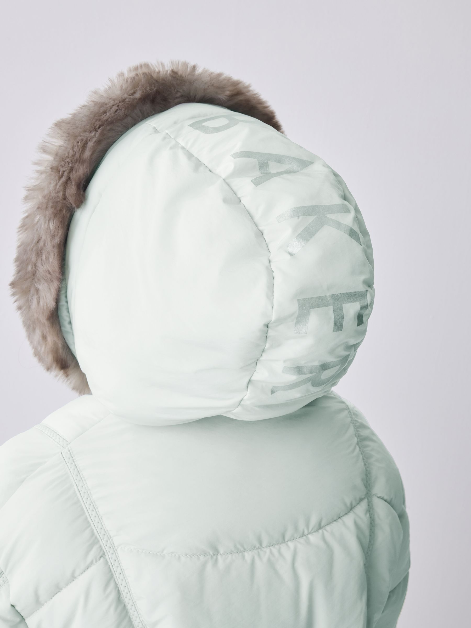 Mintgroen - Baker by Ted Baker - Regenbestendige gewatteerde jas met strikzak en V-vormige print