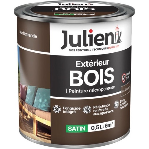 Peinture microporeuse 0,5 L Extérieur Bois Satin - Brun Normandie