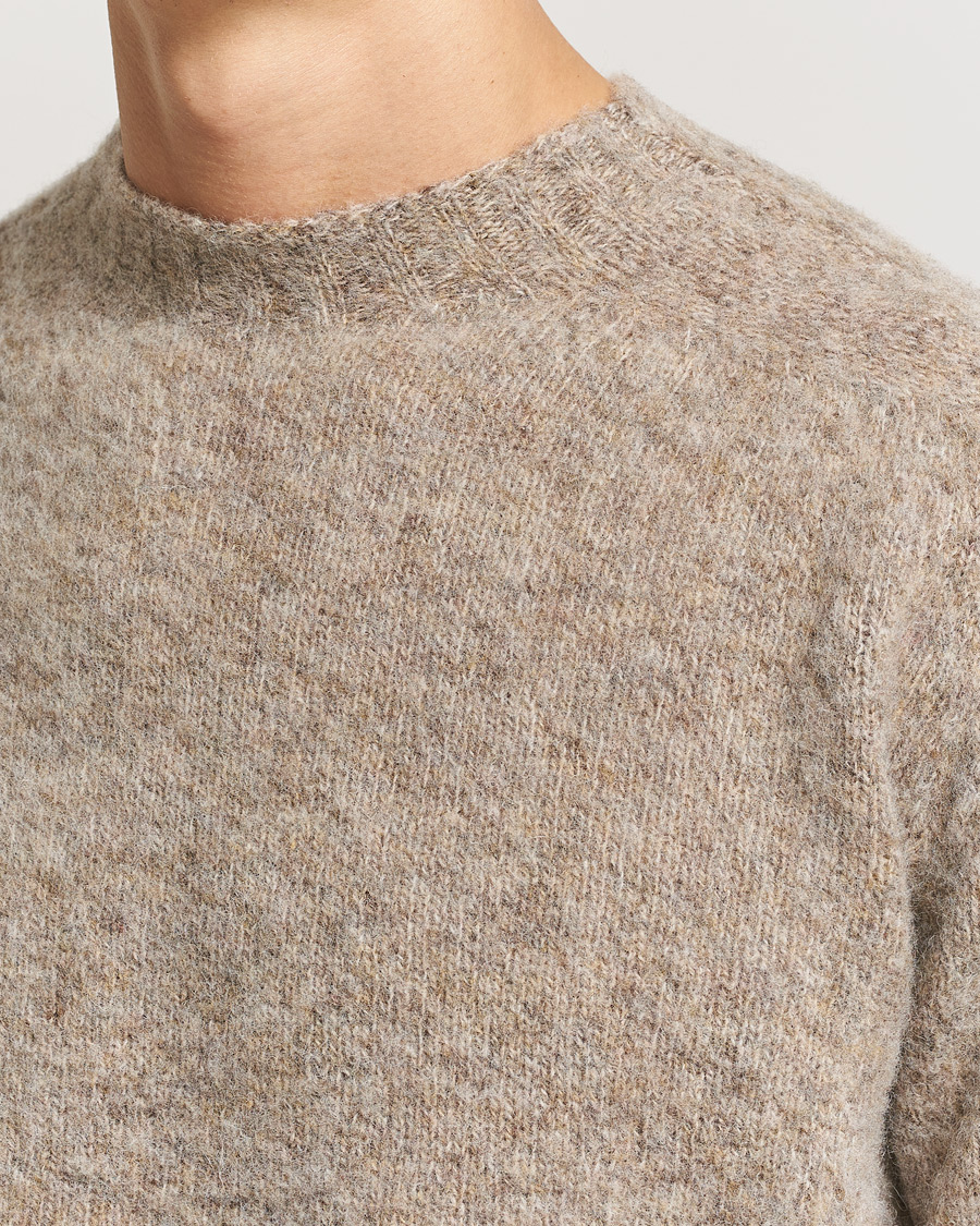 Sunspel Brushed Shetland Crew Neck Oatmeal Melange